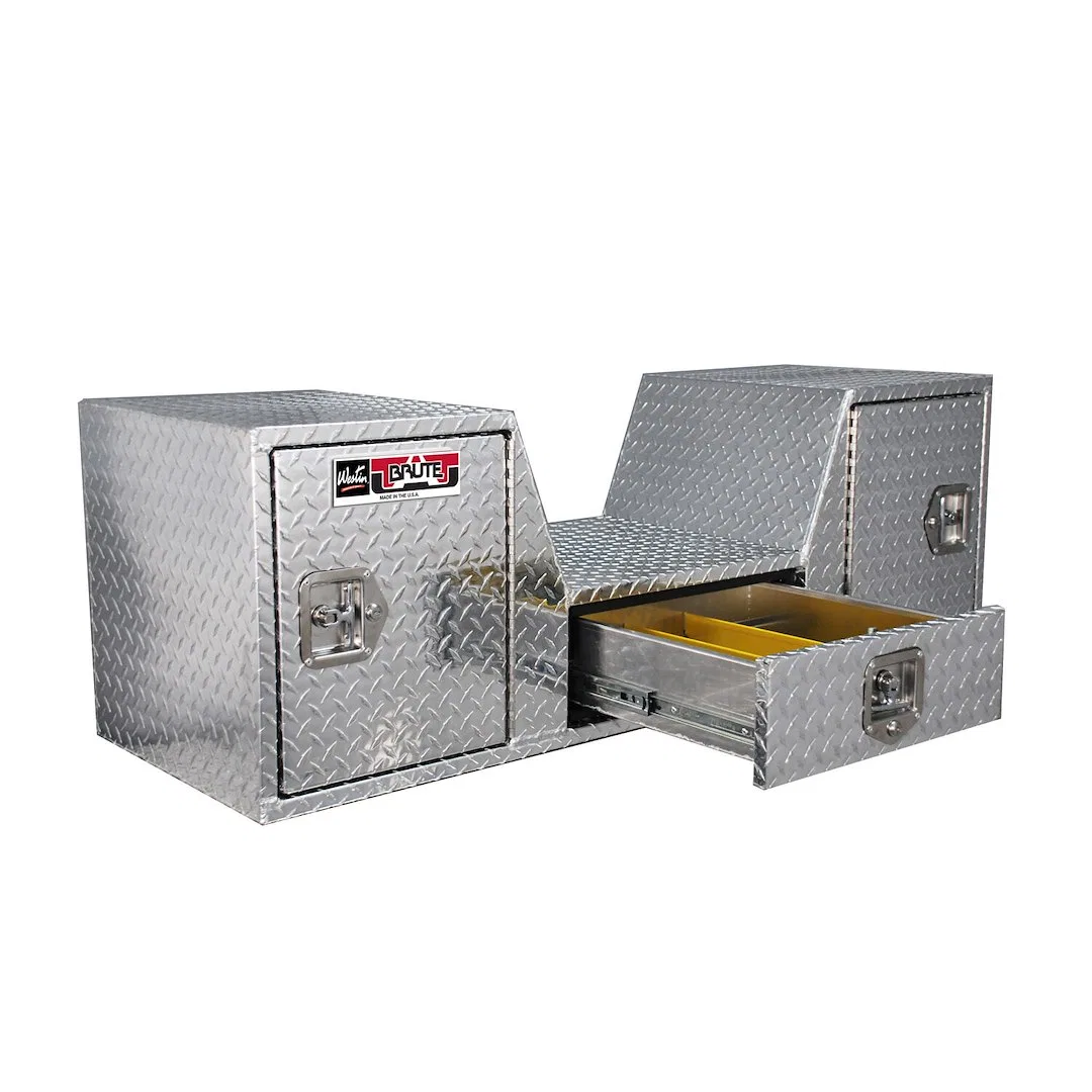 80-RB257D – WESTIN Tool Box, Goose Neck/5th Wheel Tailgate Box 2 Swing Door Compartments and Drawer Diamond Tread Pol...